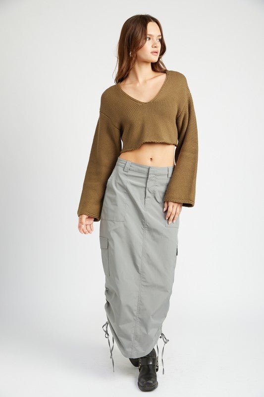 LONG SLEEVE V NECK CROP TOP - Mack & Harvie