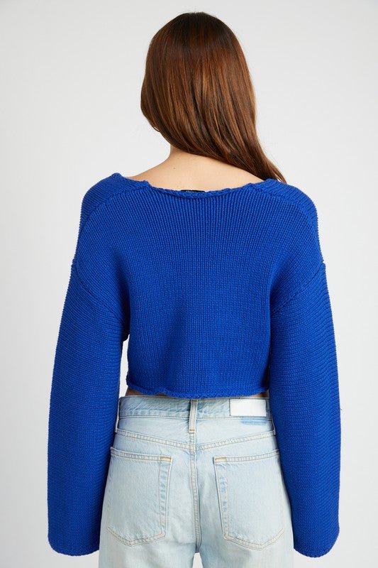 LONG SLEEVE V NECK CROP TOP - Mack & Harvie