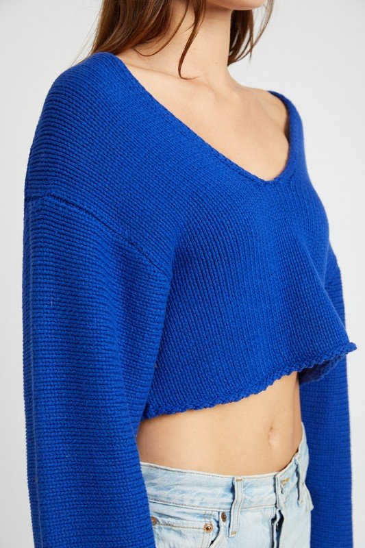 LONG SLEEVE V NECK CROP TOP - Mack & Harvie