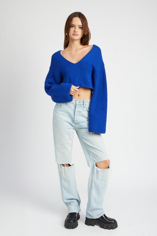 LONG SLEEVE V NECK CROP TOP - Mack & Harvie