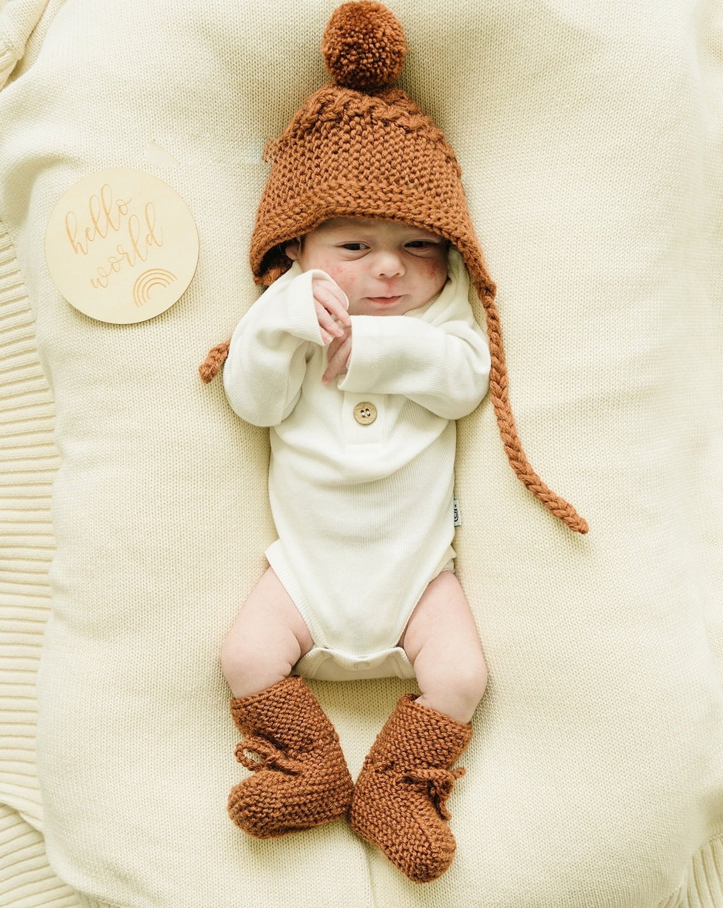 Merino Wool Bonnet & Bootie Set | Cinnamon - Mack & Harvie