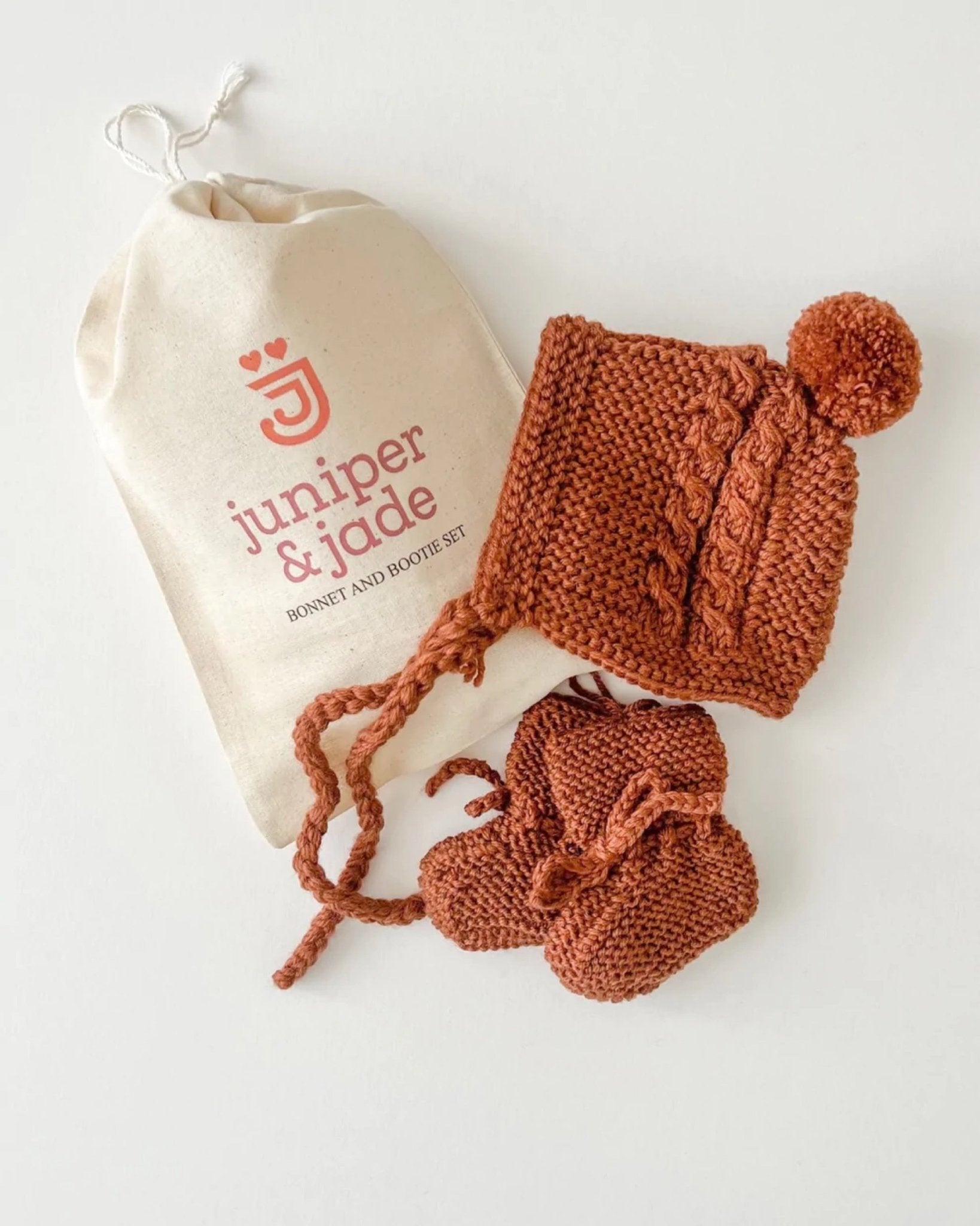 Merino Wool Bonnet & Bootie Set | Cinnamon - Mack & Harvie