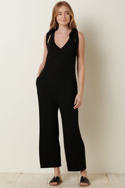 Mittoshop Rib Knit V-Neck Cross Back Jumpsuit - Mack & Harvie