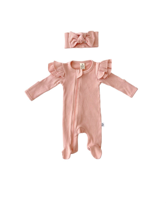 Organic Zip Footie Set | Pink - Mack & Harvie