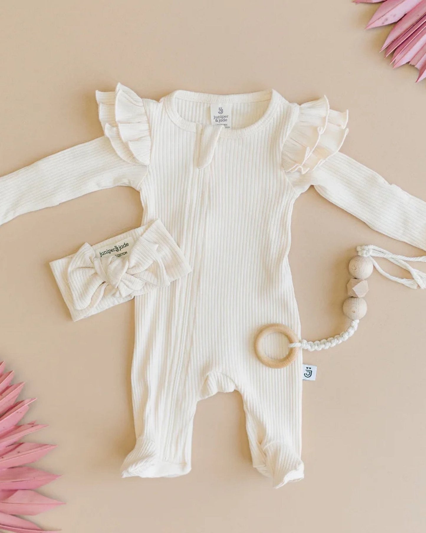 Organic Zip Footie Set | Vanilla - Mack & Harvie