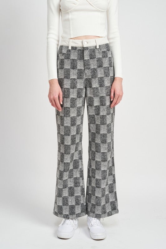 PLAID WIDE LEG PANTS - Mack & Harvie