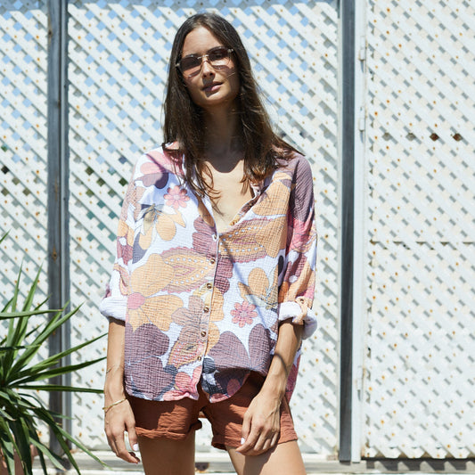 Rganic Cotton 70's Retro Print Summer Boho Blouse - Mack & Harvie