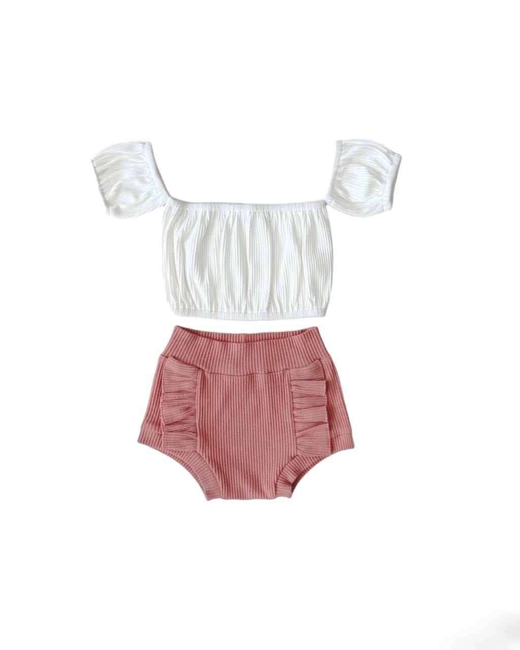 Ribbed Crop Top Set | Dusty Rose - Mack & Harvie