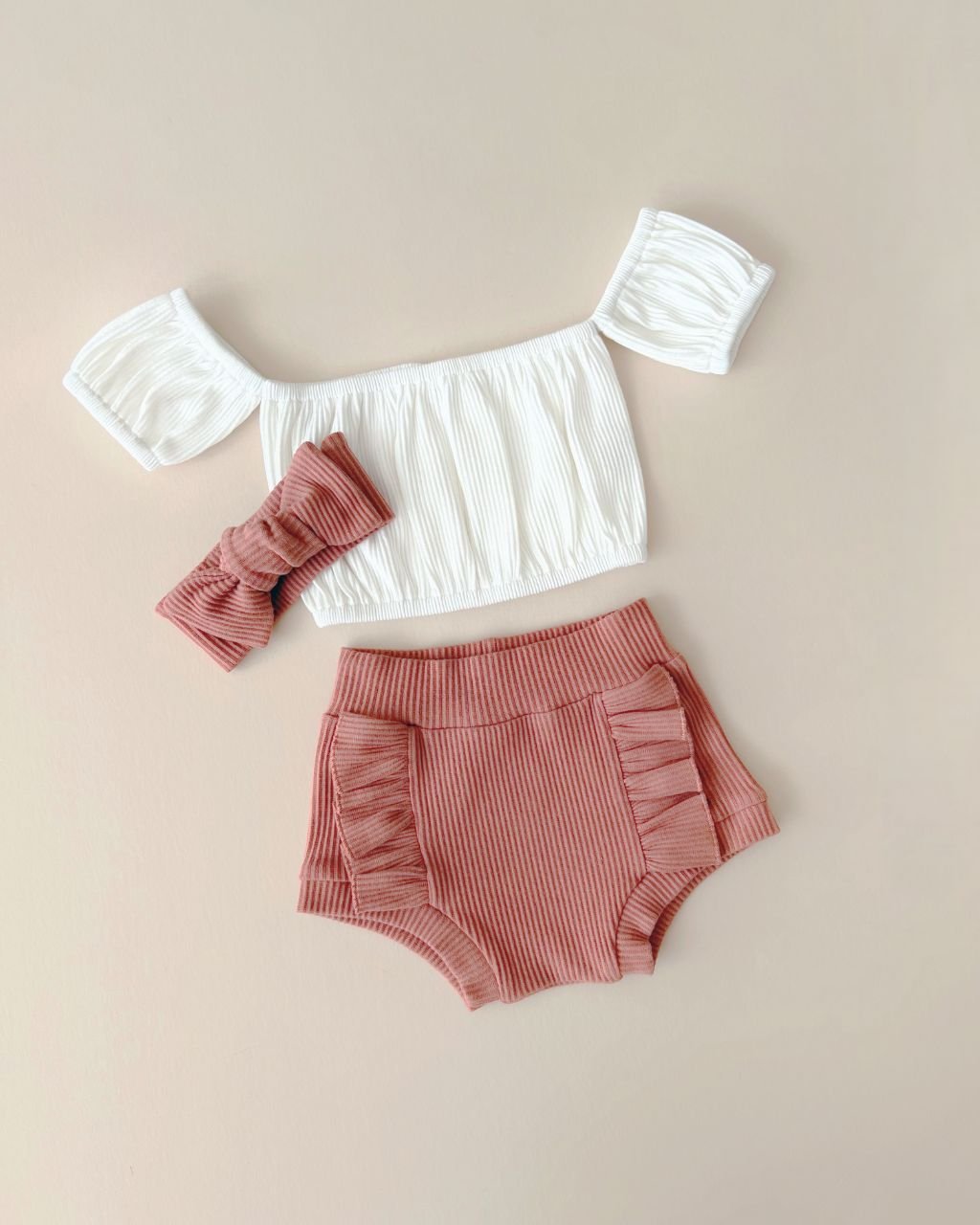 Ribbed Crop Top Set | Dusty Rose - Mack & Harvie