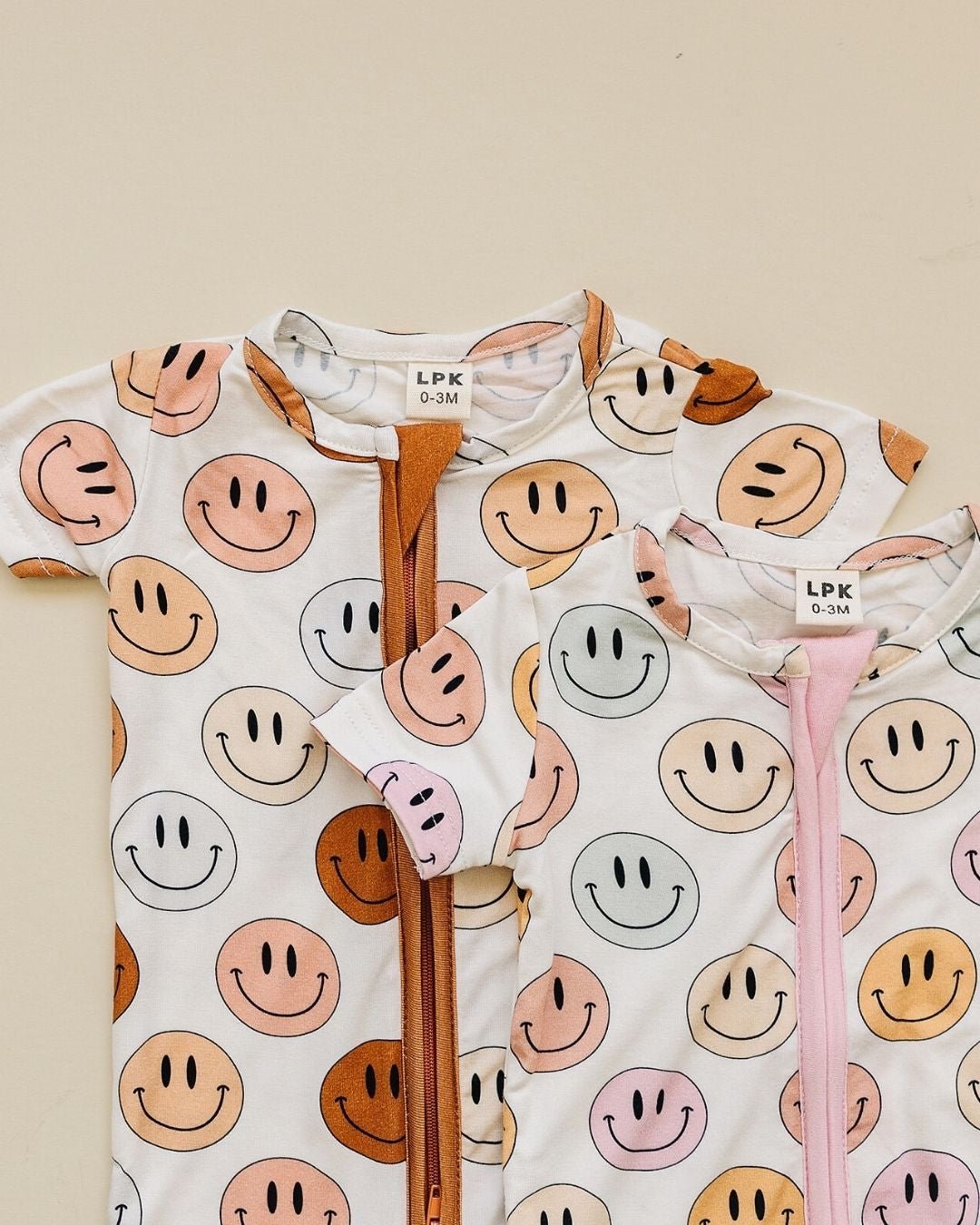 Smiley Bamboo Short Romper | Pink - Mack & Harvie