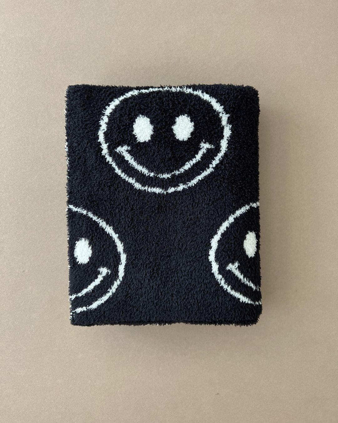 Smiley Fuzzy Blanket | Black - Mack & Harvie