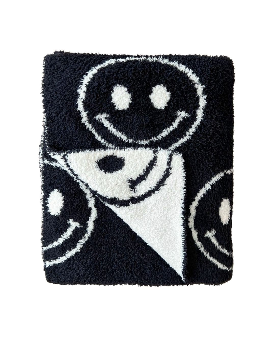 Smiley Fuzzy Blanket | Black - Mack & Harvie