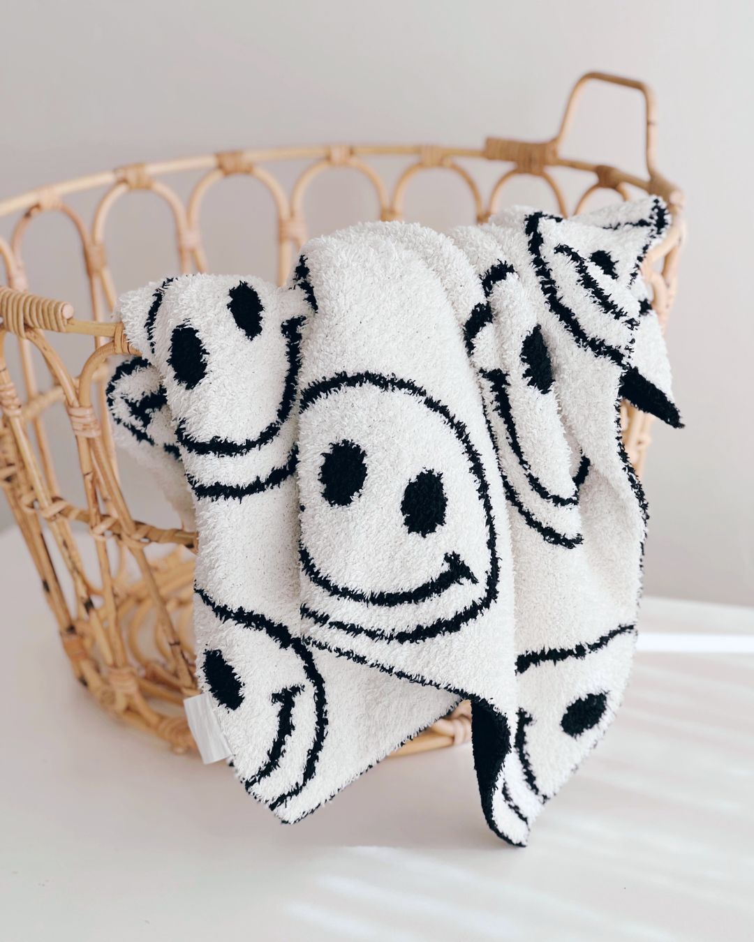 Smiley Fuzzy Blanket | Black - Mack & Harvie