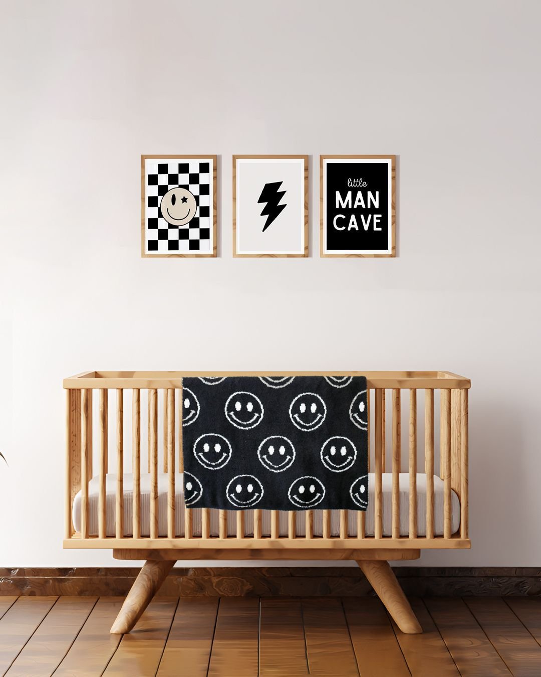 Smiley Fuzzy Blanket | Black - Mack & Harvie