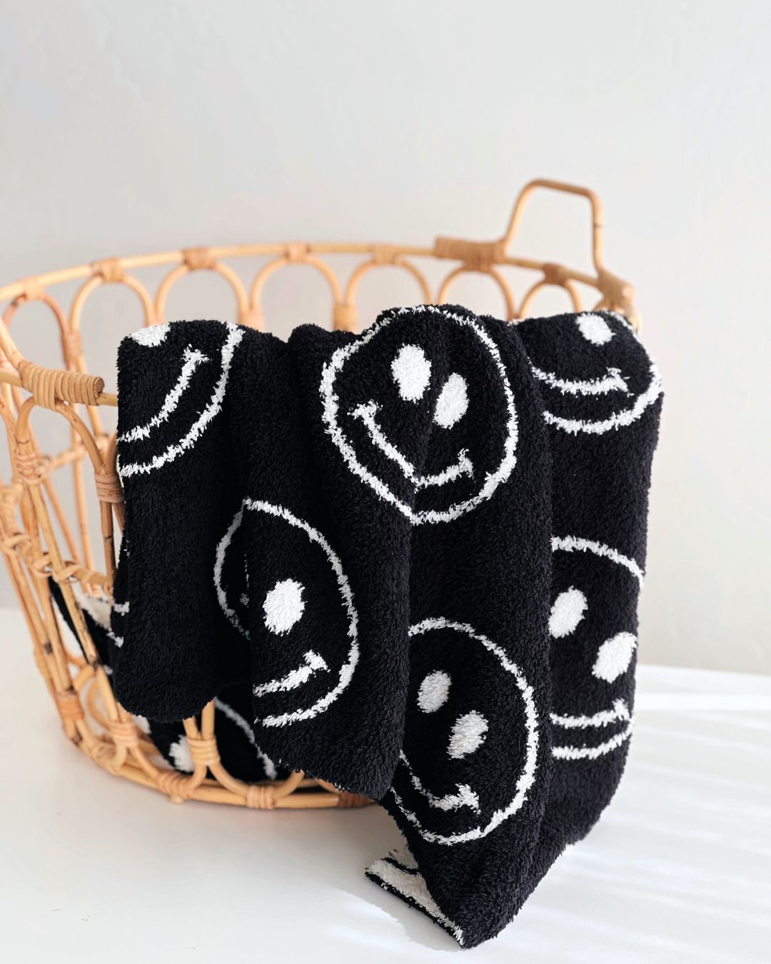 Smiley Fuzzy Blanket | Black - Mack & Harvie