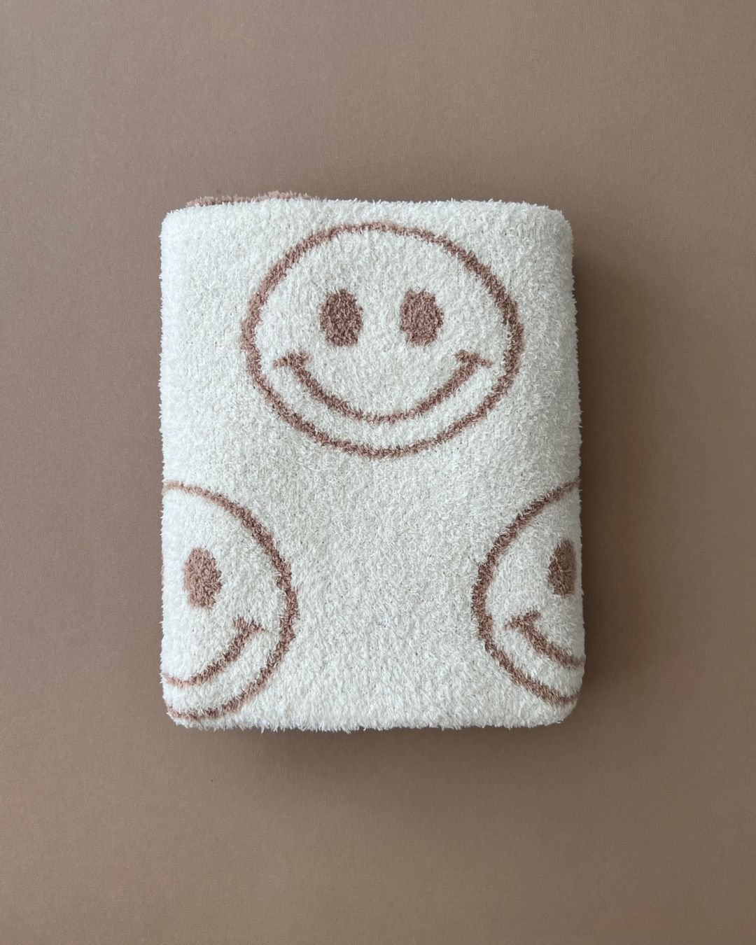 Smiley Fuzzy Blanket | Latte - Mack & Harvie