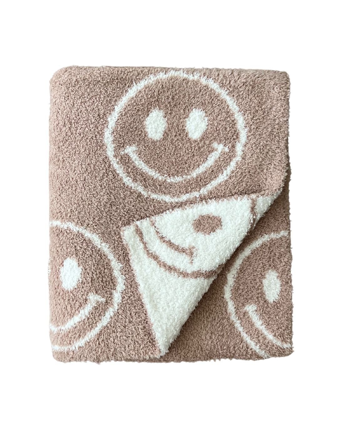 Smiley Fuzzy Blanket | Latte - Mack & Harvie