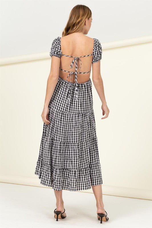 Somewhere to Go Tie-Back Gingham Print Maxi Dress - Mack & Harvie