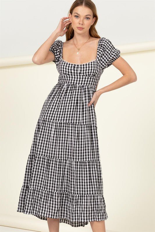 Somewhere to Go Tie-Back Gingham Print Maxi Dress - Mack & Harvie