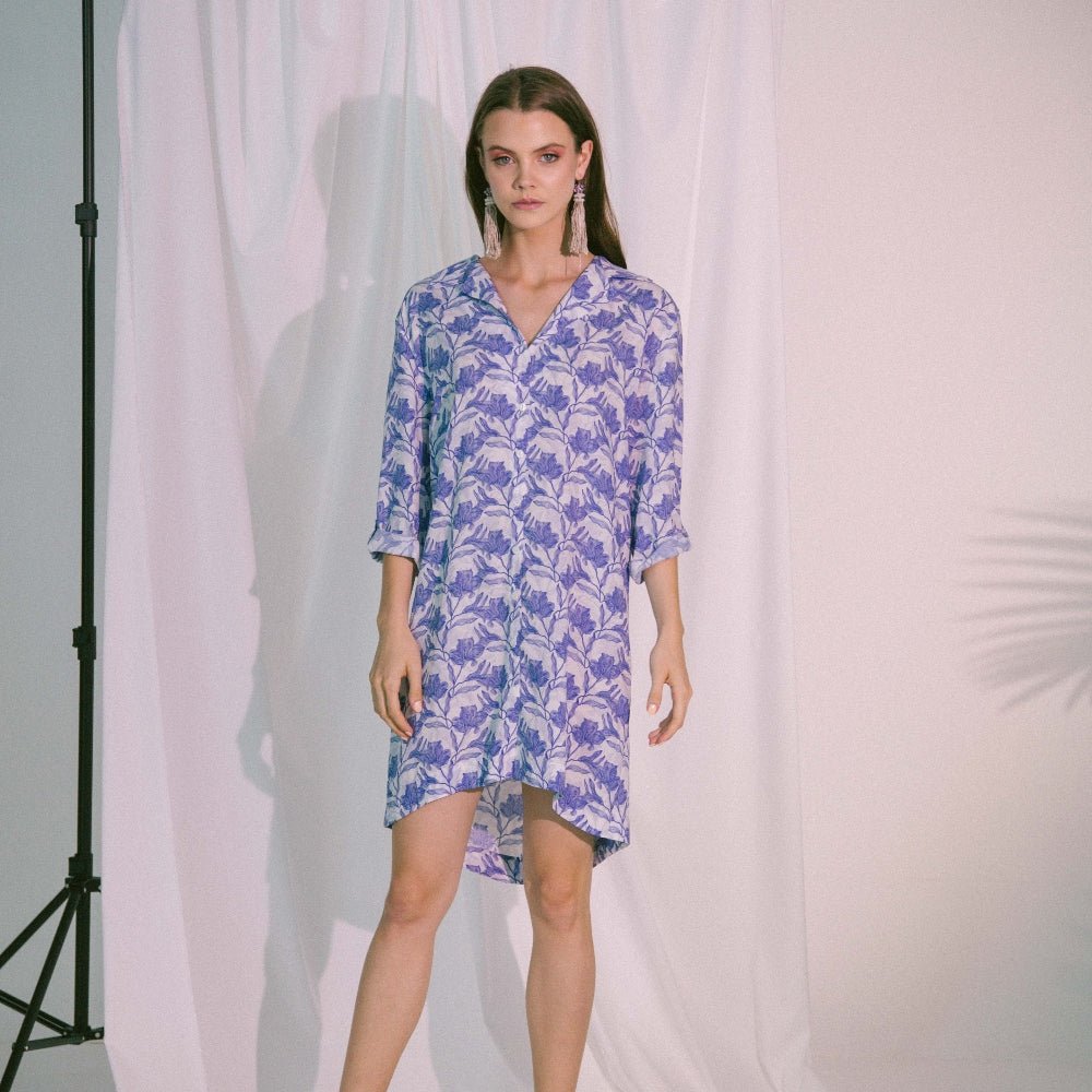 Storge Shirt Dress in Blue Biro - Mack & Harvie