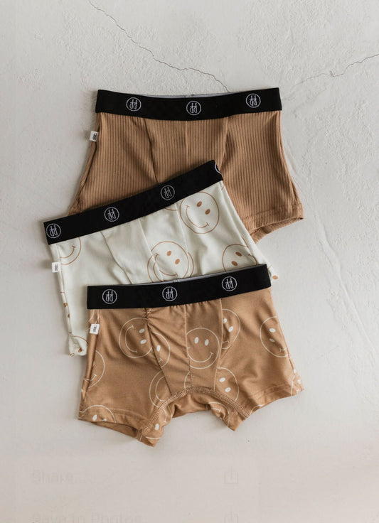 Tan & Ivory Smile | Bamboo Boxers (3 Pack) - Mack & Harvie