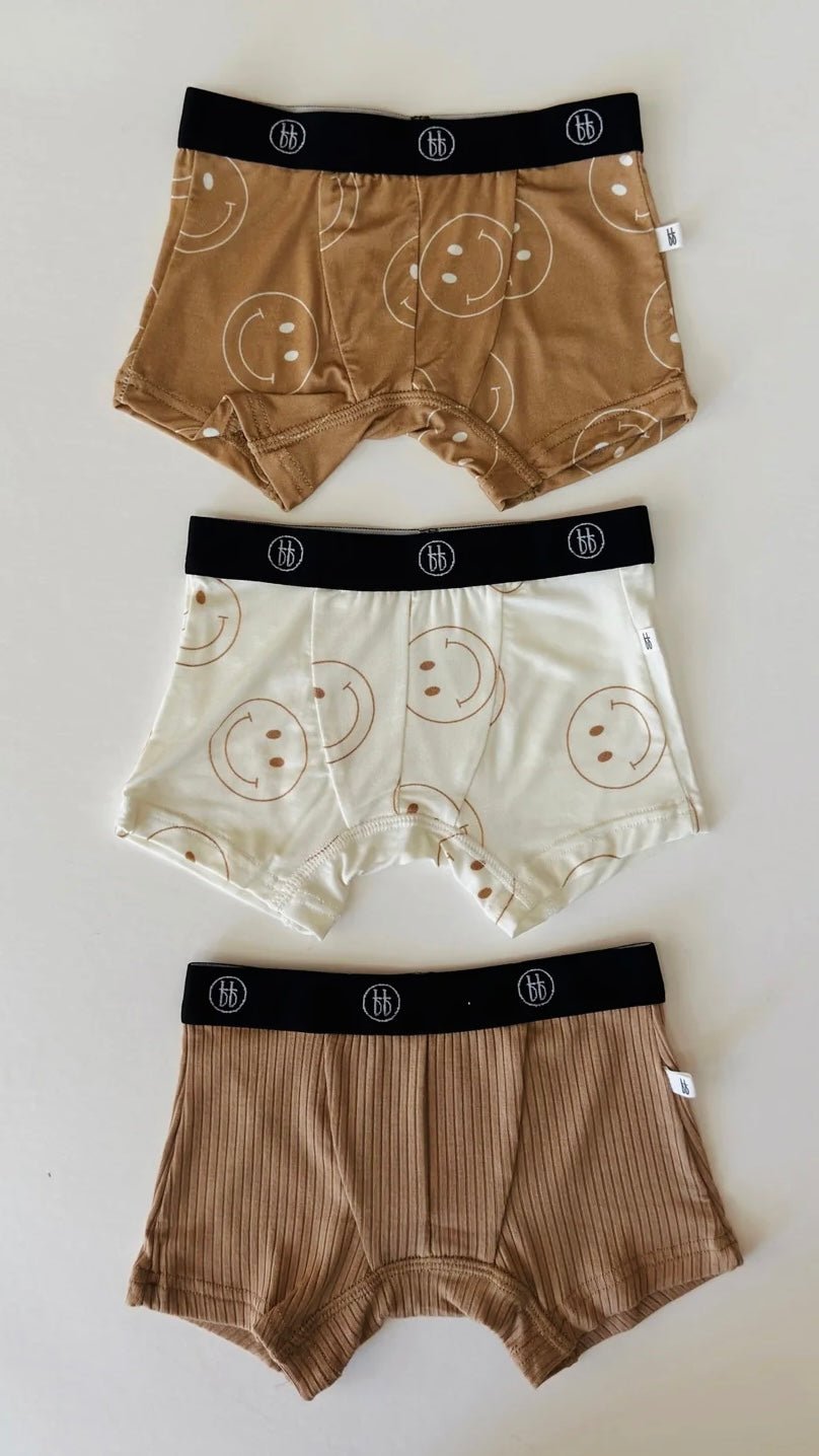 Tan & Ivory Smile | Bamboo Boxers (3 Pack) - Mack & Harvie