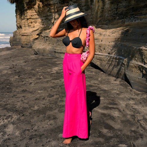 TAYLOR Wide-leg Palazzo Pants In Hot Pink - Mack & Harvie