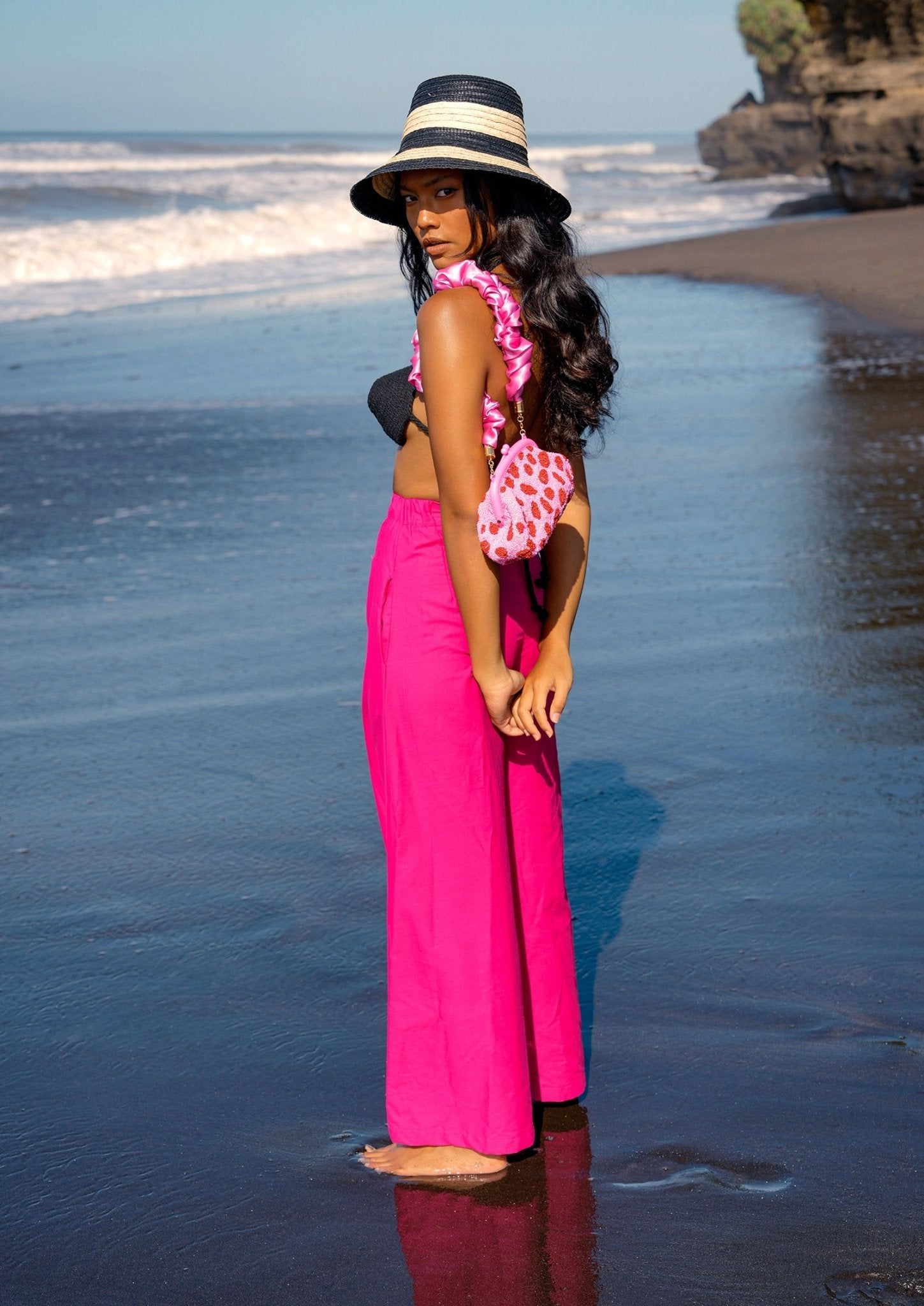 TAYLOR Wide-leg Palazzo Pants In Hot Pink - Mack & Harvie