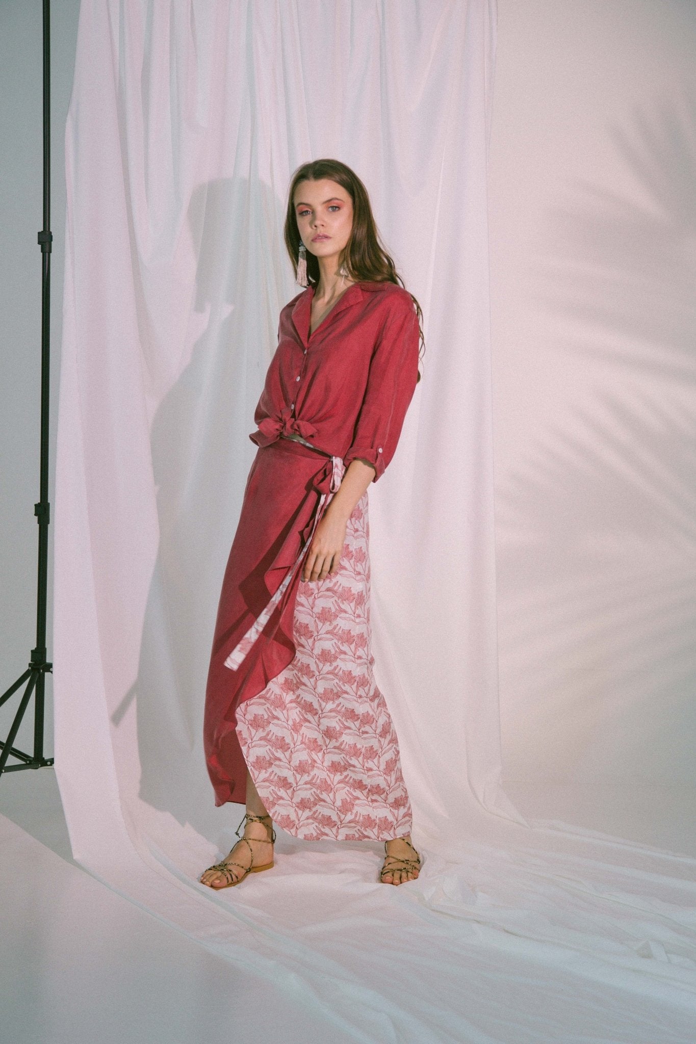 Virtue Wrap Skirt in Claret - Mack & Harvie