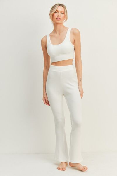 Waffle Tank and High Waist Flare Pants Set - Mack & Harvie